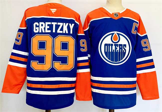 Men%27s Edmonton Oilers #99 Wayne Gretzky Royal 2024-25 Stitched Jersey->edmonton oilers->NHL Jersey